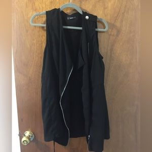 Drawstring Waist Zipper Up Vest Coat